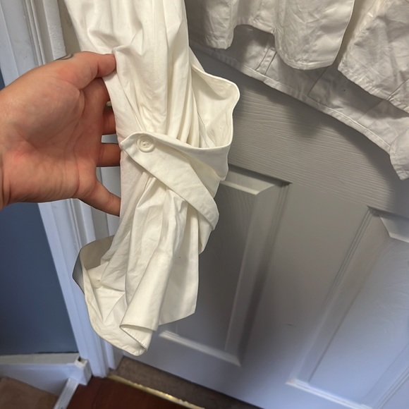 Celine exaggerated sleeve white button up top - Picture 3 of 5